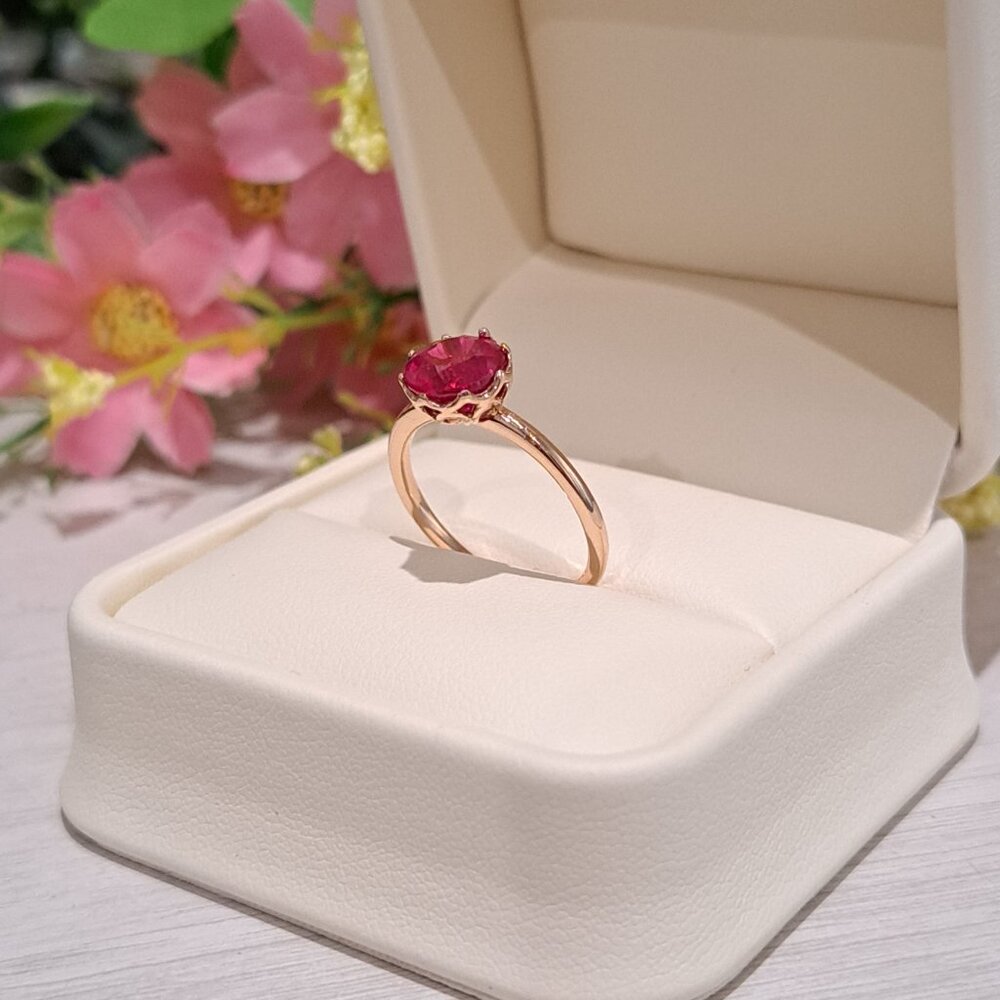 Ruby 14k Yellow Solid Gold Ring, Size 6 3/4, Free… - image 6